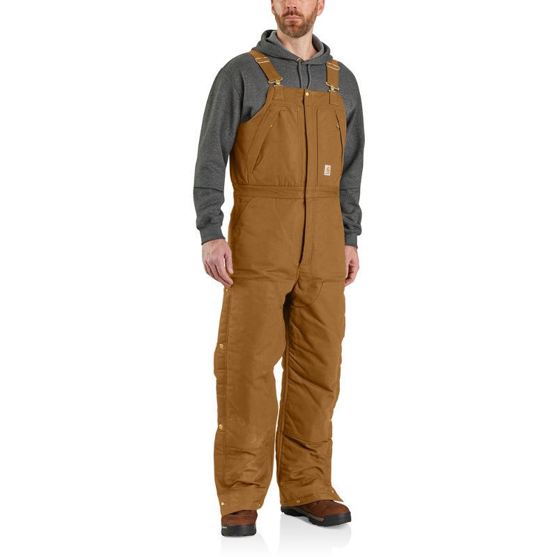 Carhartt Men's Loose Fit Firm Duck Insulated Bib Overall Carhartt Brown, Medium Short - Men's Work Over/Coveralls at Academy Sports