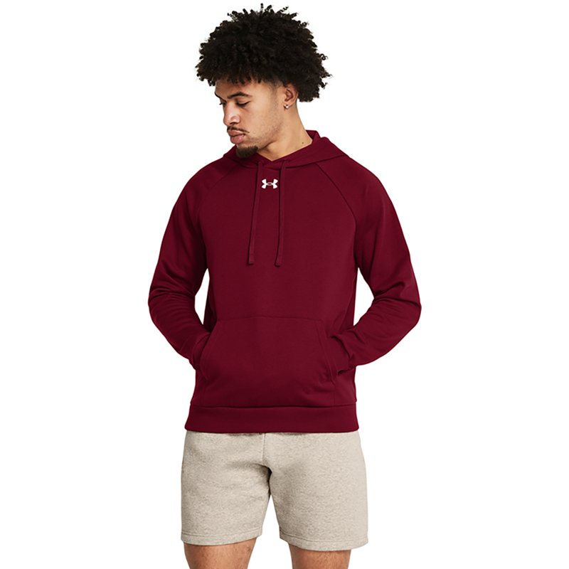 Under Armour Men's Rival Fleece Hoodie Cardinal/White, Large - Men's Athletic Fleece at Academy Sports