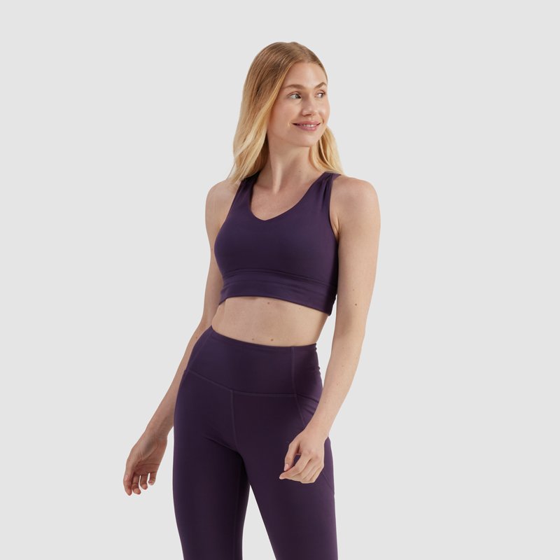 Freely Women's James Luxe Sports Bra Dark Purple, X-Large - Women's Workout Bras at Academy Sports