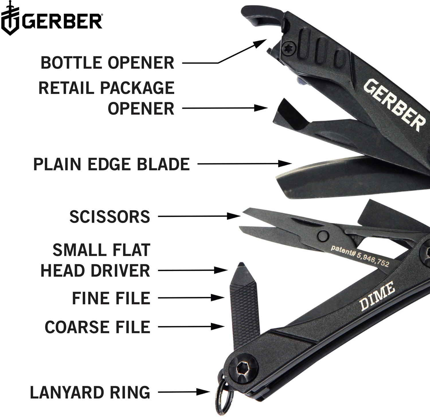 Gerber Dime Black Needle Nose Multi-Tool                                                                                         - view number 5