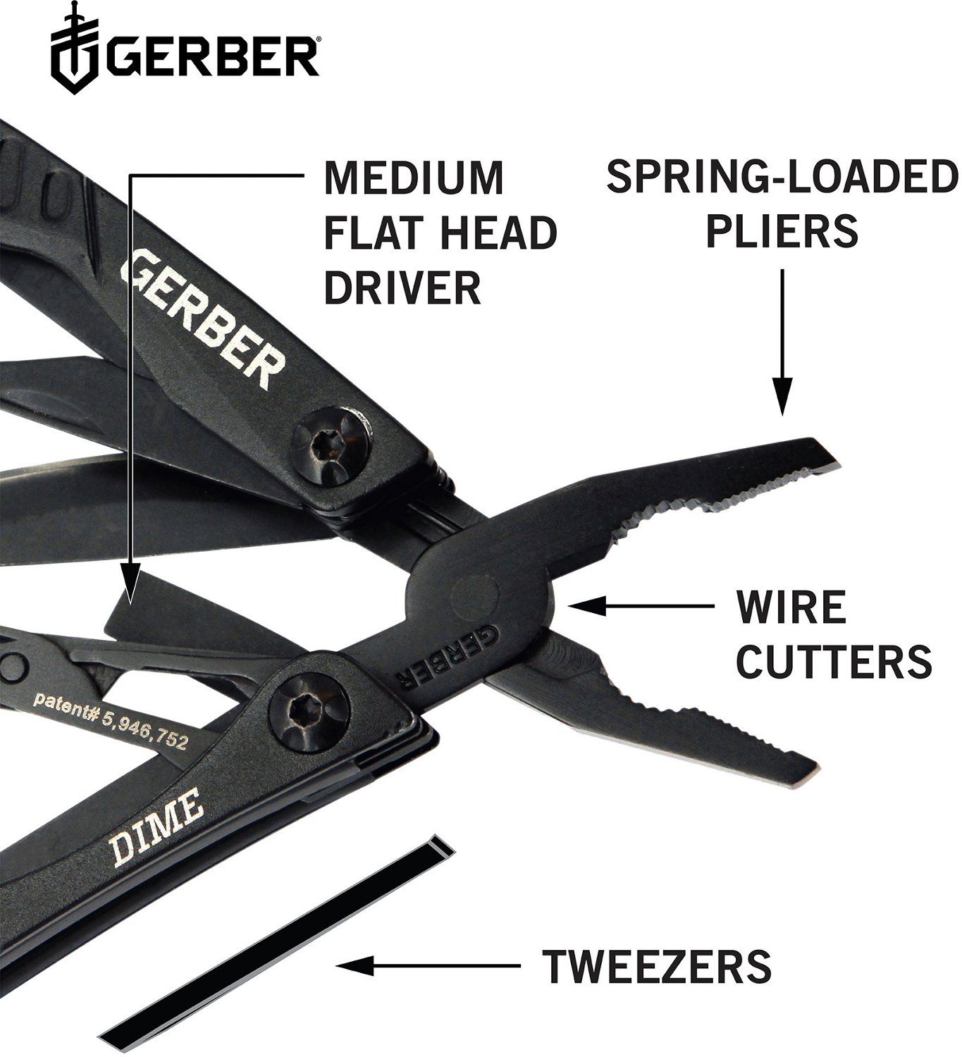 Gerber Dime Black Needle Nose Multi-Tool                                                                                         - view number 6
