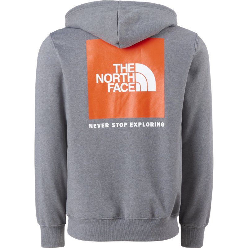 The North Face Men's Box NSE Pullover Hoodie Grey Heather/Crimson Orange, 2X-Large - Men's Longsleeve Outdoor Tops at Academy Sports