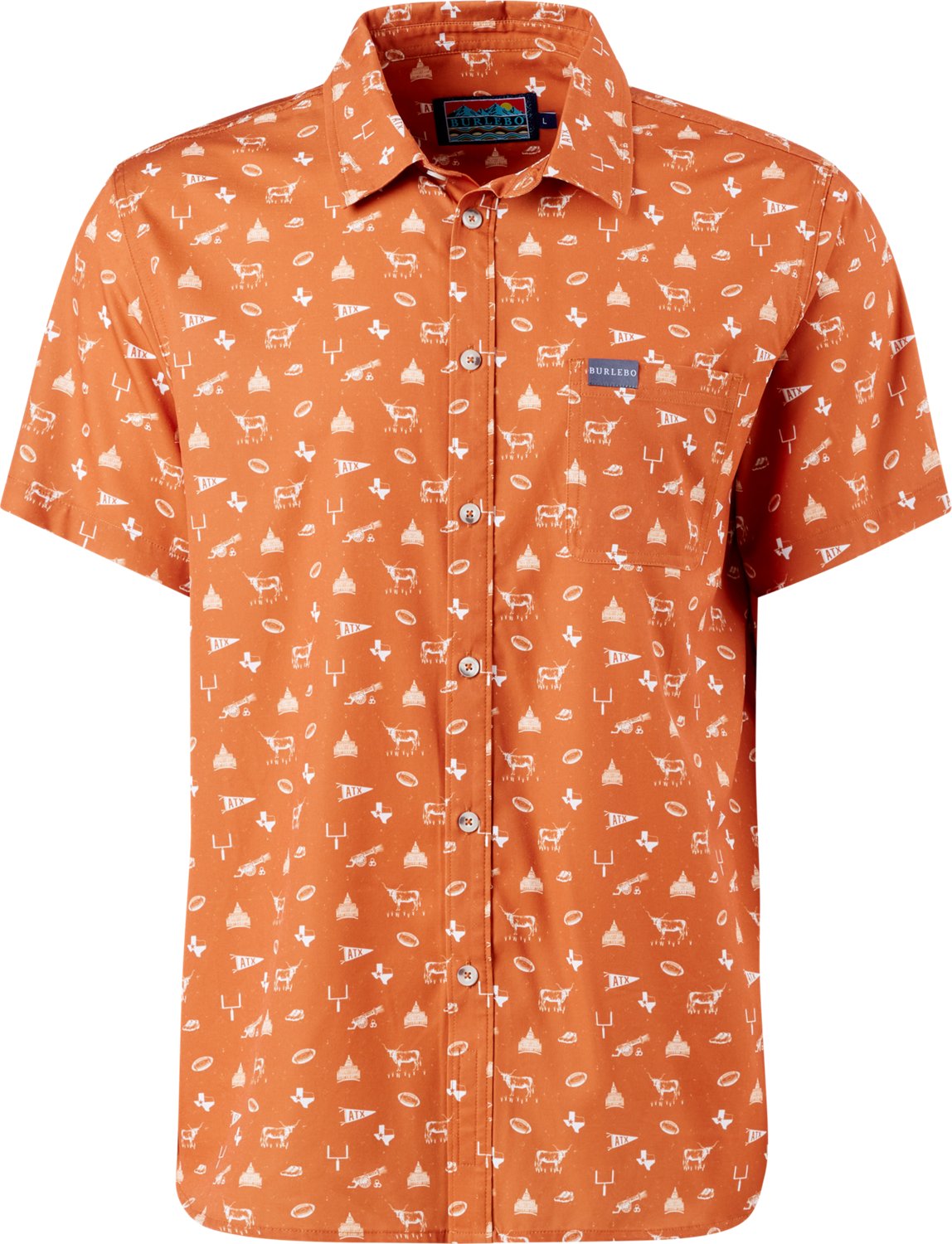 BURLEBO Men's Texas Pride Performance Button Up T-shirt                                                                          - view number 6