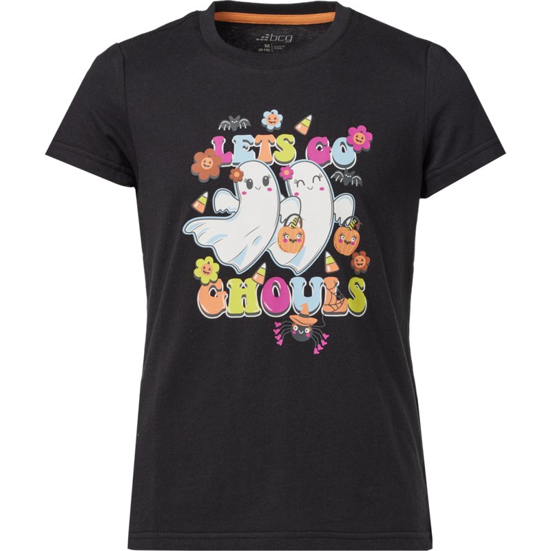 BCG Girls' Cotton Ghost and Ghouls Graphic T-Shirt Caviar, Medium - Girl's Athletic Tops at Academy Sports