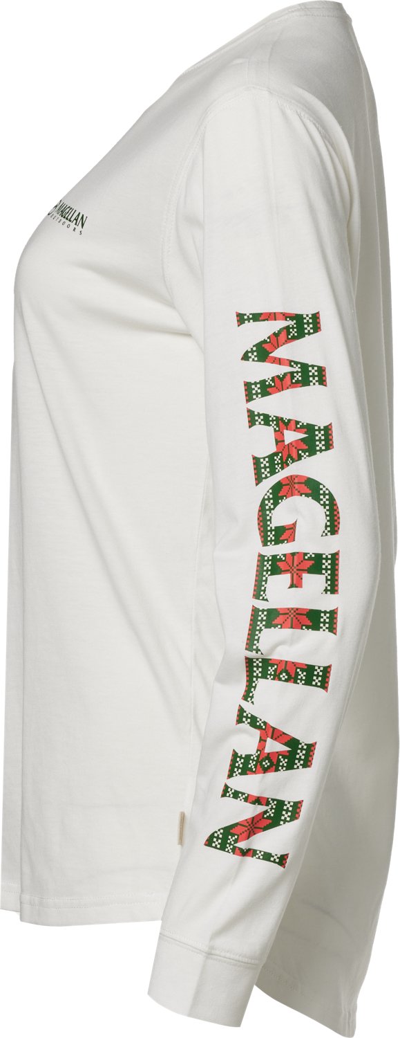 Magellan Outdoors Women’s Grotto Falls Holiday Print Long Sleeve Graphic T-shirt - view number 3
