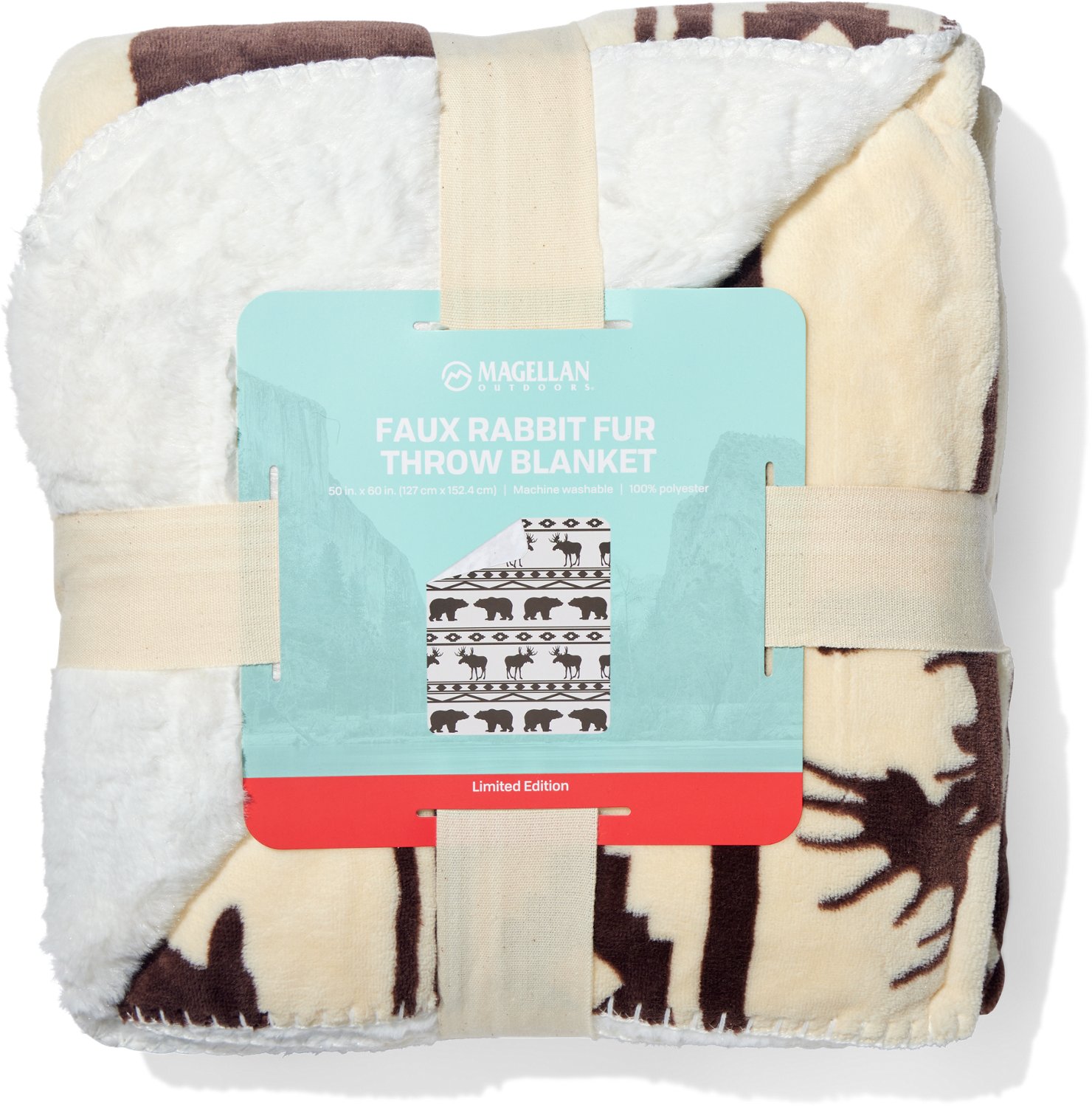 Magellan Outdoors 300GSM 50x60 Coco and Rabbit Fur Throw Blanket