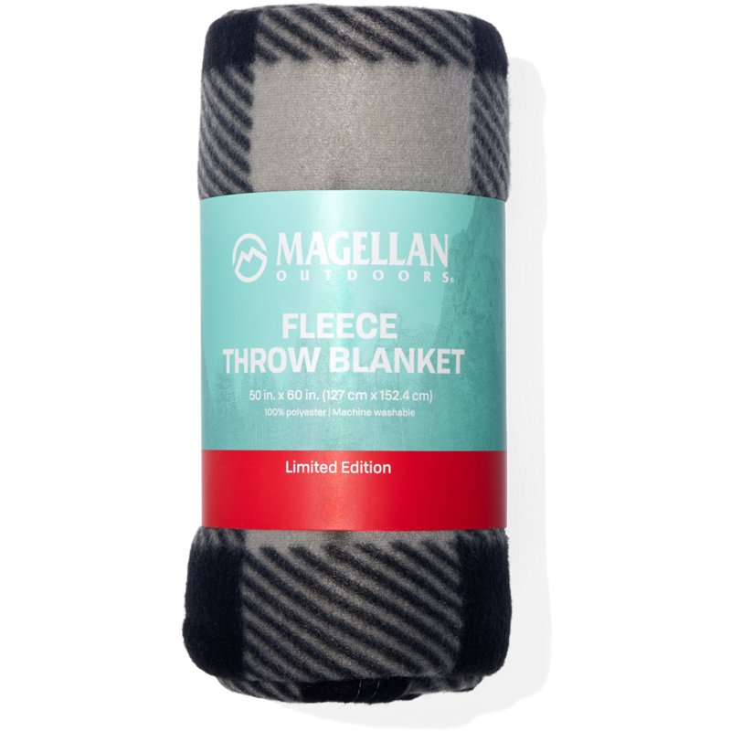 Magellan Outdoors 50x60 Fleece Throw Blanket Black/Grey - Blankets And Pillows at Academy Sports