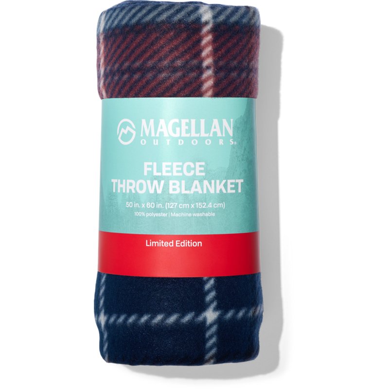 Magellan Outdoors 50x60 Fleece Throw Blanket Blue/Red - Blankets And Pillows at Academy Sports