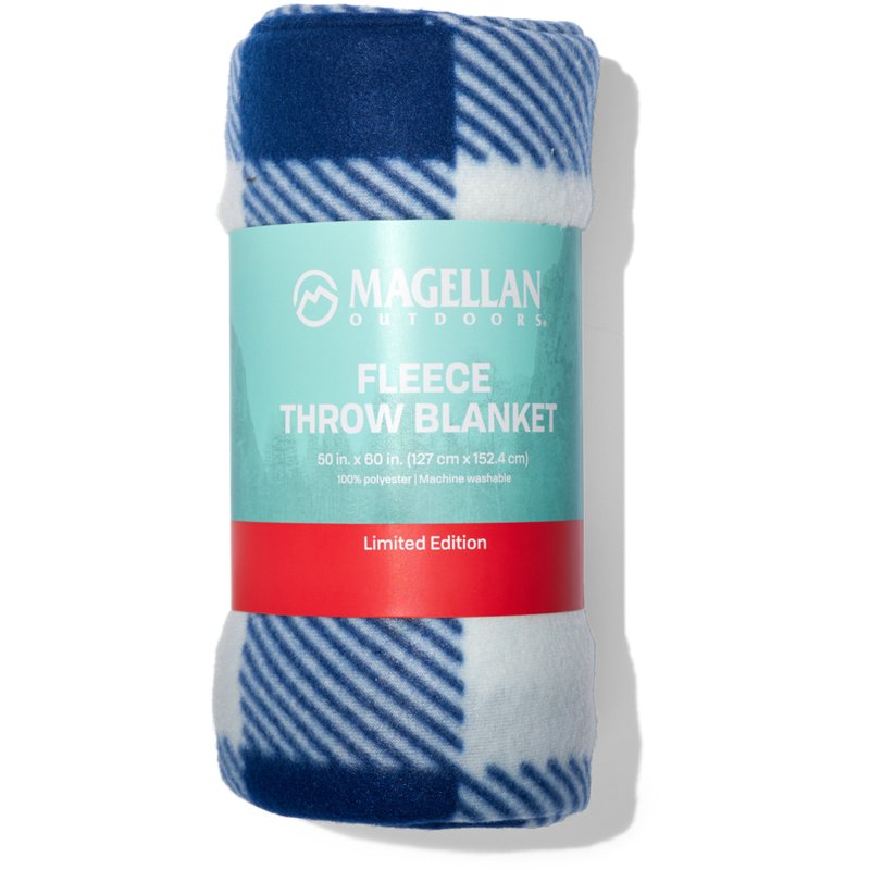 Magellan Outdoors 50x60 Fleece Throw Blanket Blue/White - Blankets And Pillows at Academy Sports