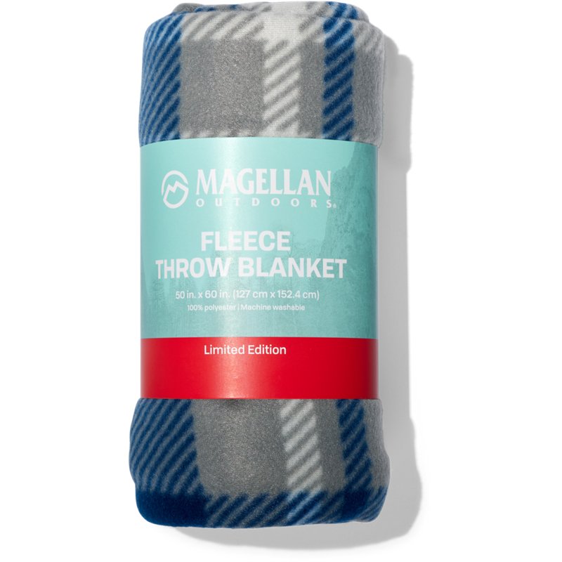 Magellan Outdoors 50x60 Fleece Throw Blanket Light Blue/White - Blankets And Pillows at Academy Sports