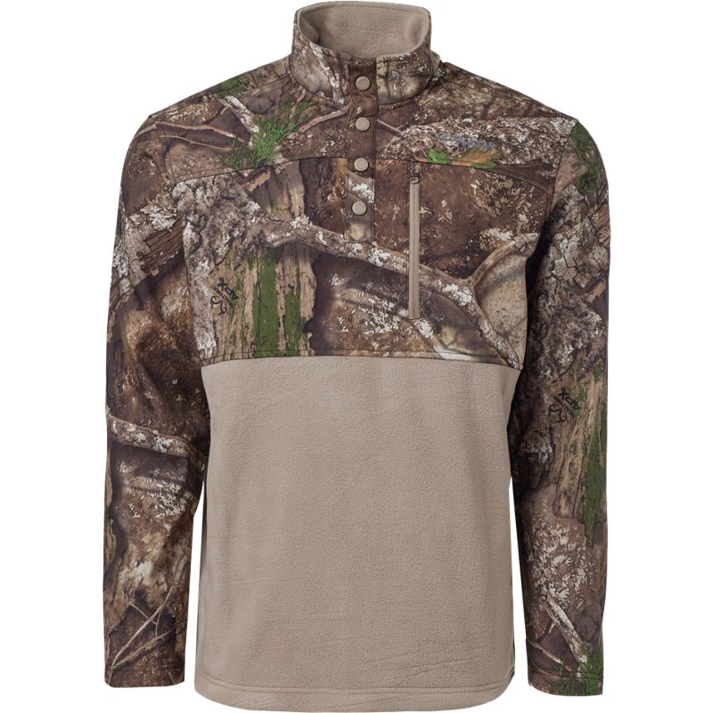 Magellan Outdoors Men's Richland Falls Realtree APX Mixed Media QS Top Beige/Khaki - Men's Longsleeve Outdoor Tops at Academy Sports