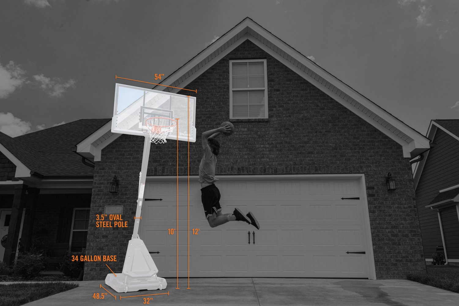 Spalding 54 in Angled Portable Basketball Hoop                                                                                   - view number 4