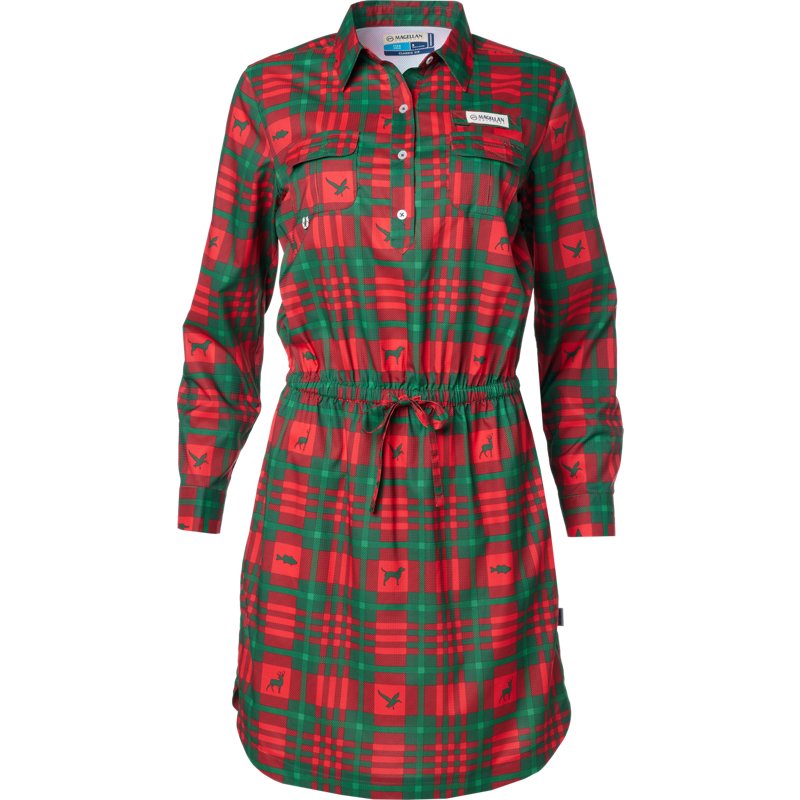 Magellan Outdoors Women's Holiday Long Sleeve Fishing Dress Red Plaid, X-Large - Women's Fishing Tops at Academy Sports