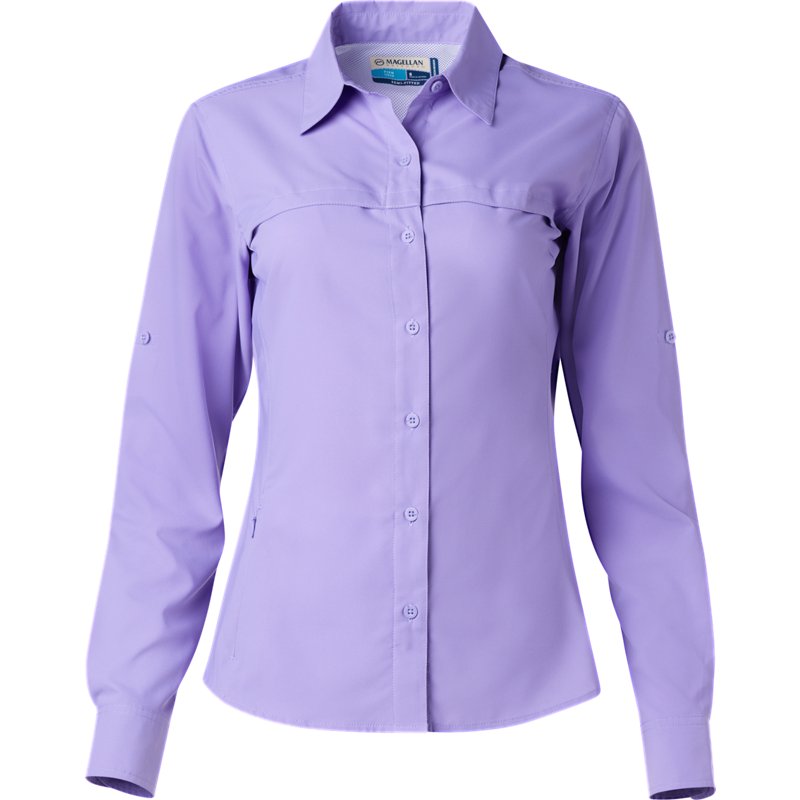 Magellan Outdoors Women's Overcast Long Sleeve Fishing Shirt Paisley Purple - Women's Fishing Tops at Academy Sports