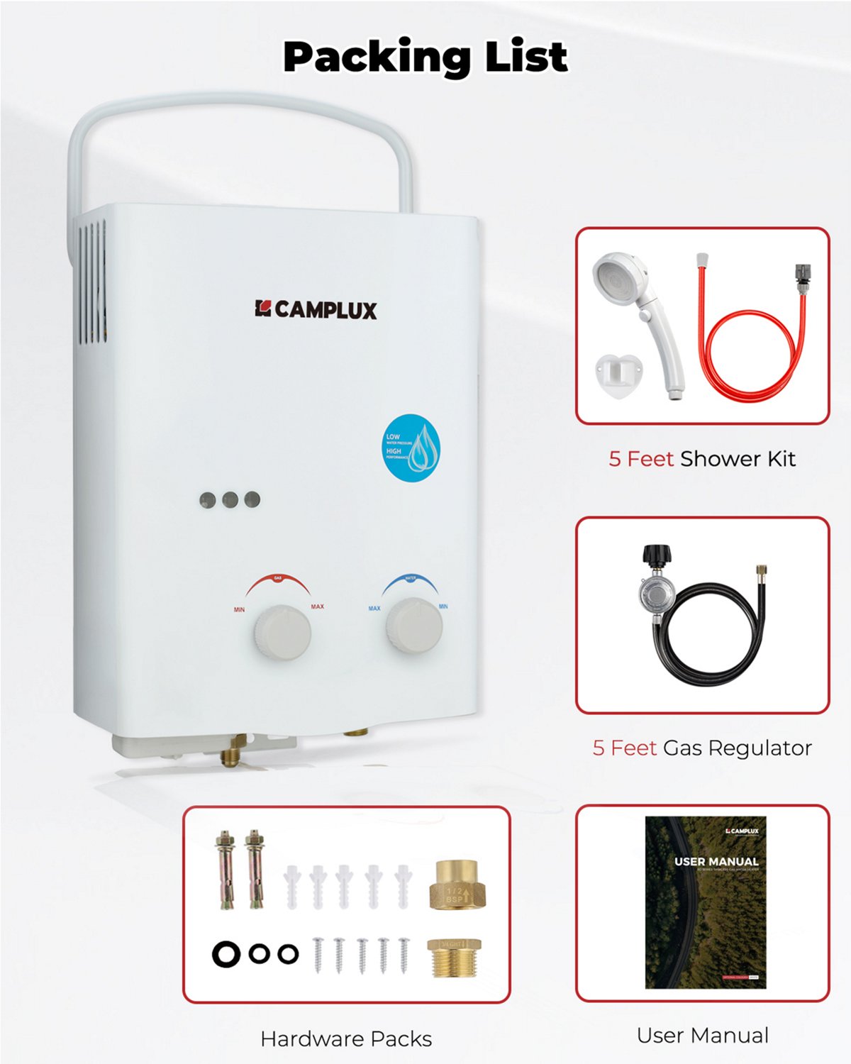 CampLux Portable Propane Outdoor 1.32 GPM 5-Liter Tankless Water Heater - view number 3