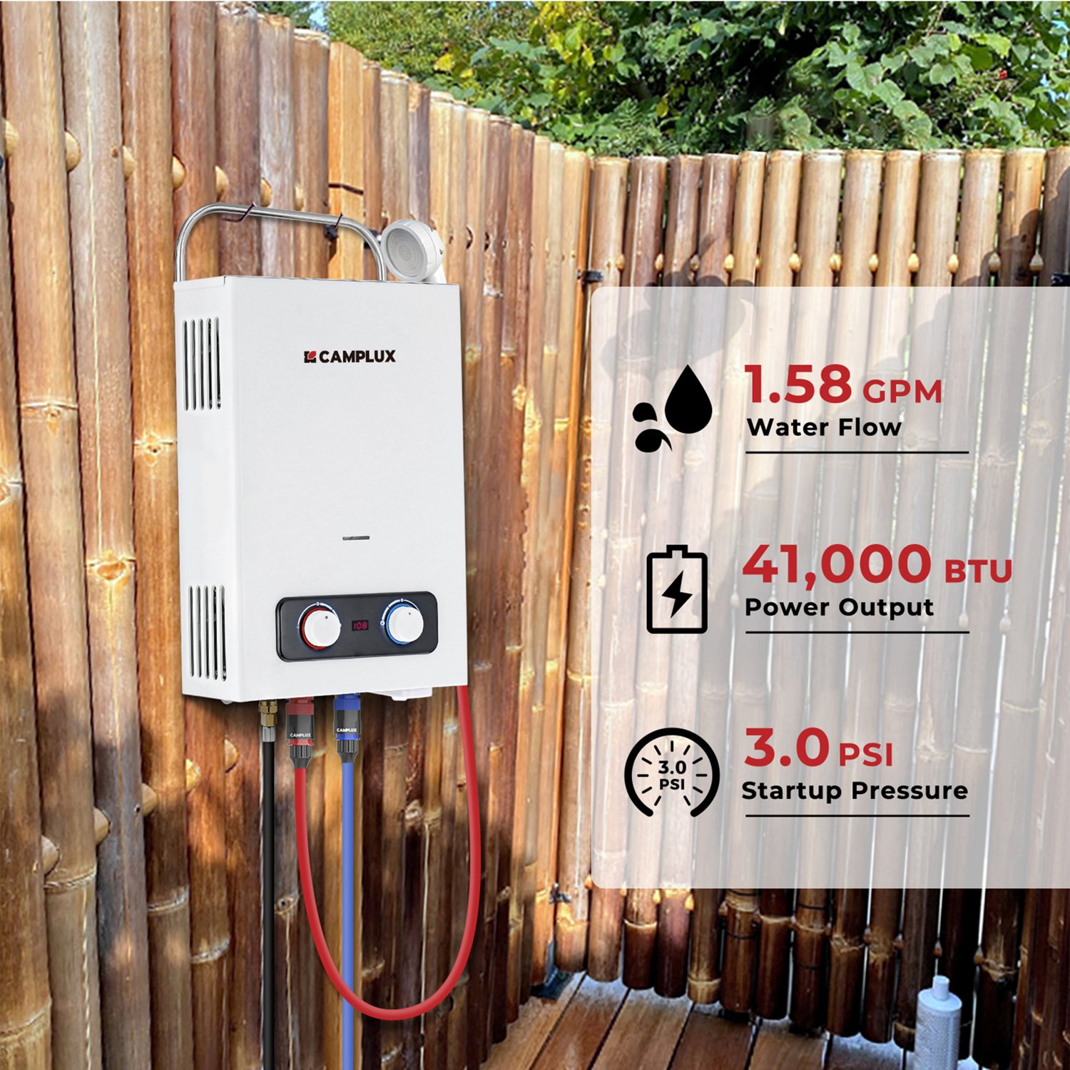 CampLux Pro Gas Outdoor 1.58 GPM Portable Tankless Water Heater - view number 5