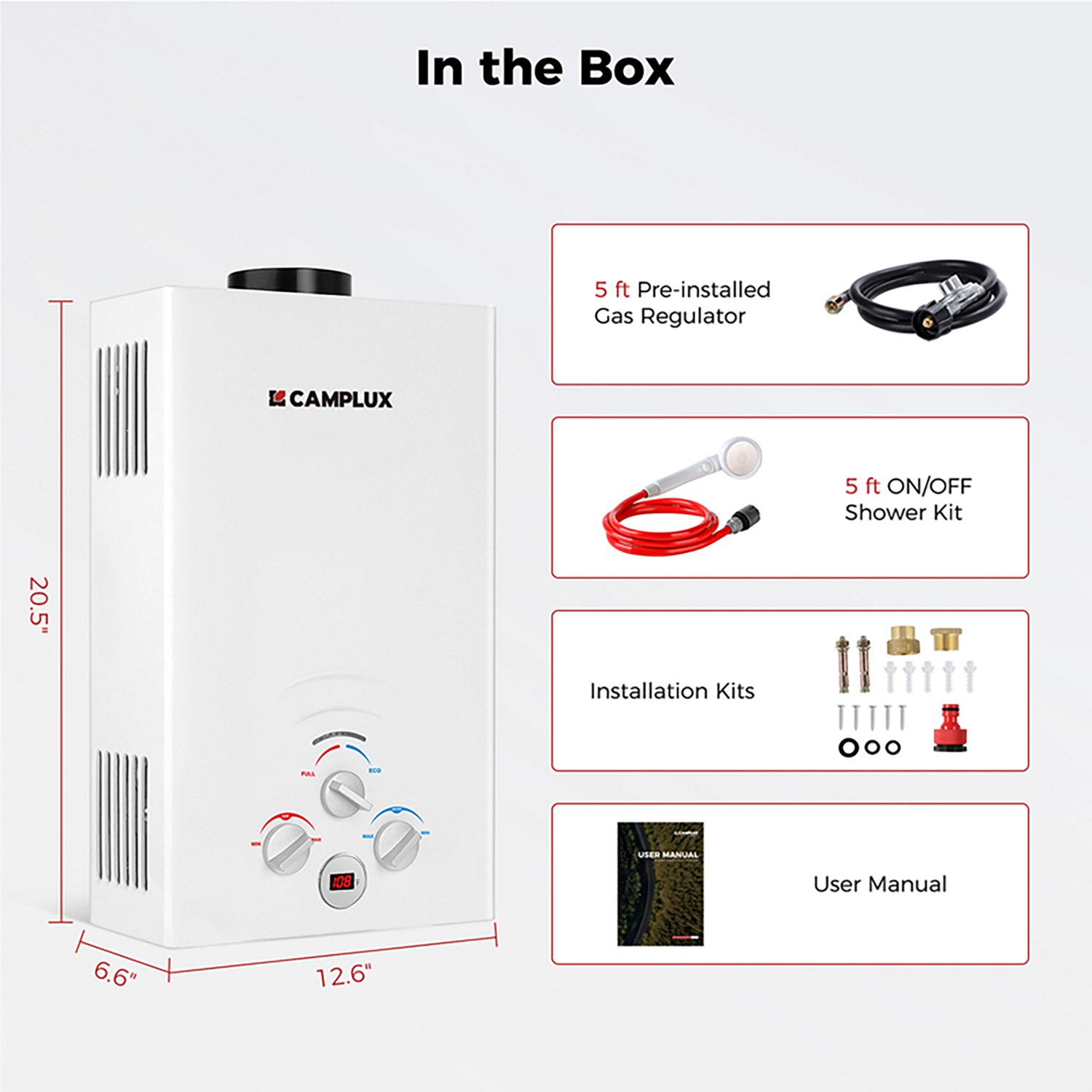 CampLux Portable Propane Outdoor 2.11 GPM 5-Liter Tankless Water Heater - view number 2