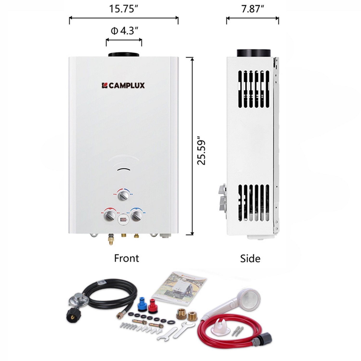 CampLux Digital Display Propane Outdoor 4.22GPM Tankless Water Heater 16 L - view number 3