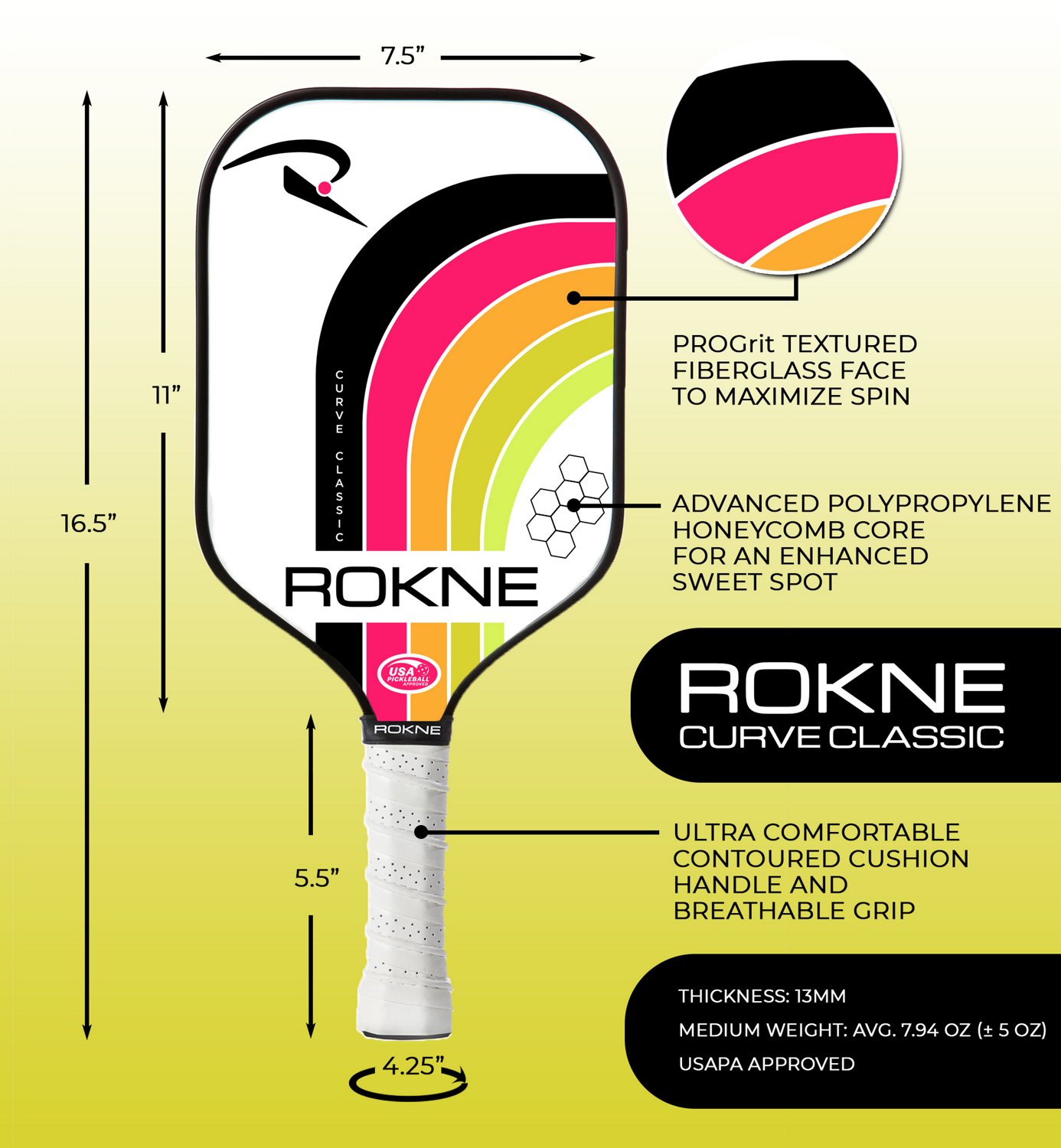 Rokne Curve Classic Pickleball Paddle - view number 6