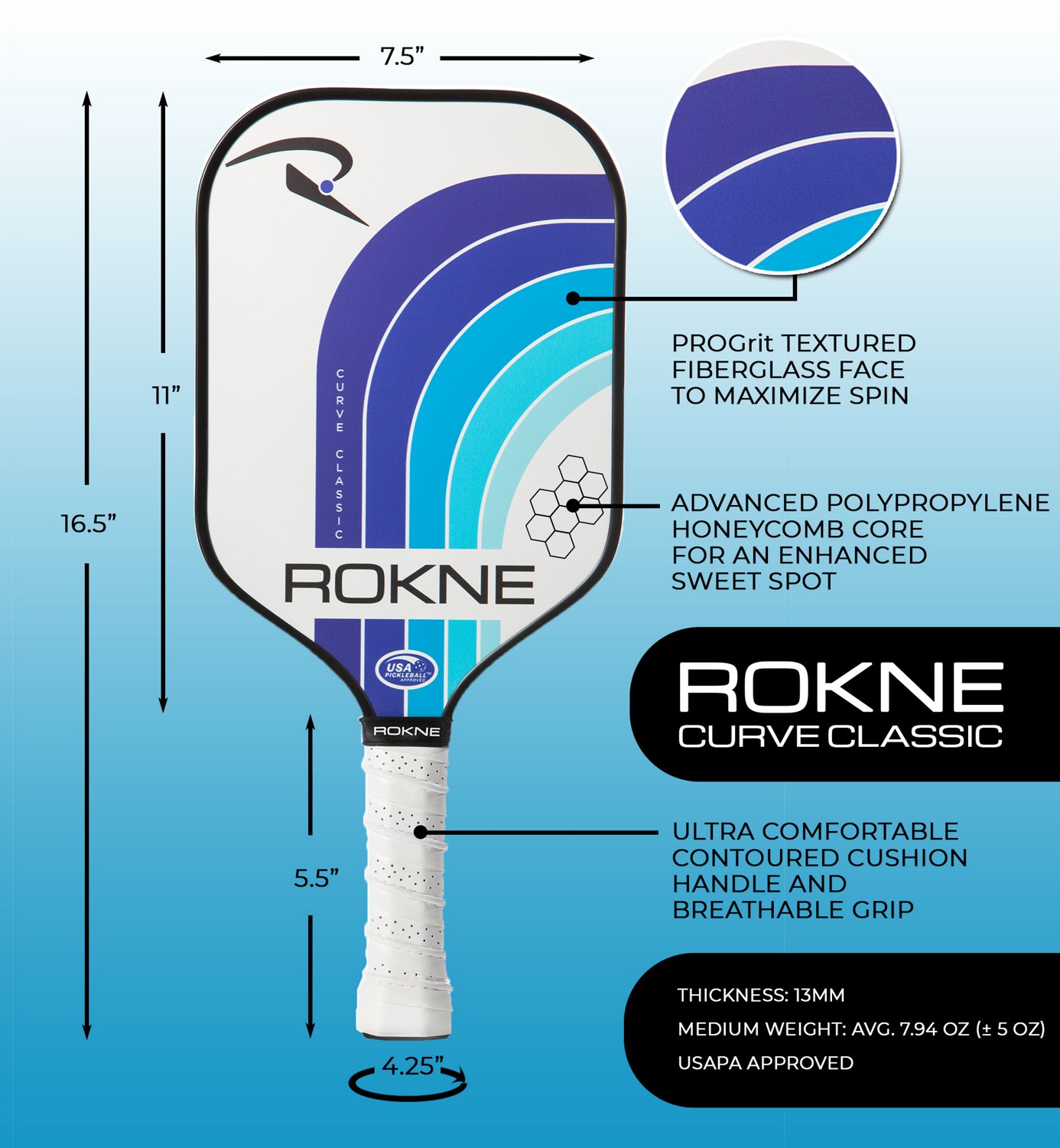 Rokne Curve Classic Pickleball Paddle - view number 6