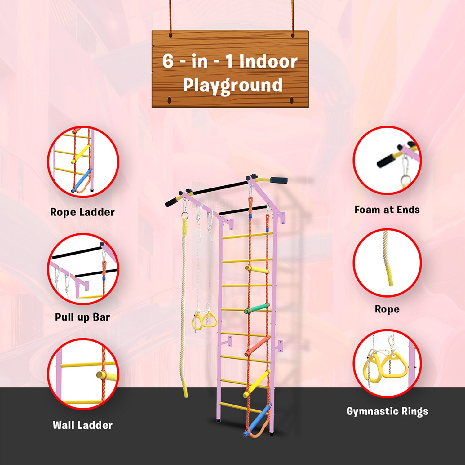 Funphix Swedish 5-in-1 Small Ladder Wall Gym Set - view number 3