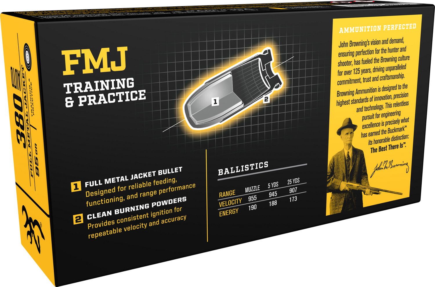 Browning Training and Practice .380 ACP 95-Grain Centerfire Target Ammunition - 50 Rounds                                        - view number 2