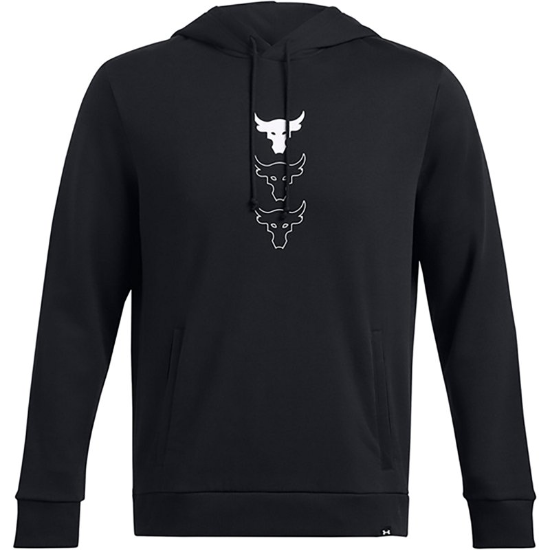 Under Armour Men's Project Rock Rival Fleece Hoodie Black/White, Large - Men's Athletic Fleece at Academy Sports