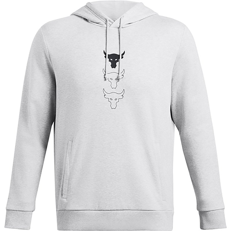 Under Armour Men's Project Rock Rival Fleece Hoodie Mod Gray Heather/Black, X-Large - Men's Athletic Fleece at Academy Sports