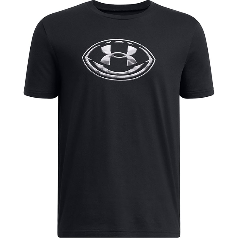 Under Armour Boys' Football Icon Short Sleeve Tee Black/Mod Gray, Medium - Boy's Athletic Tops at Academy Sports