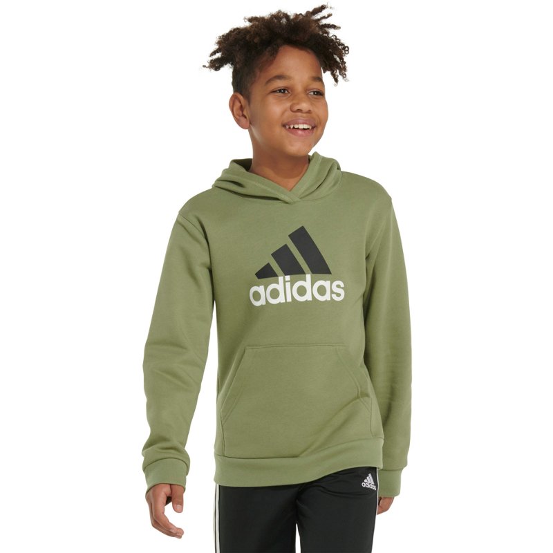 adidas Boys' Essential Cotton Fleece Hoodie Tent Green, Small - Boy's Fleece at Academy Sports