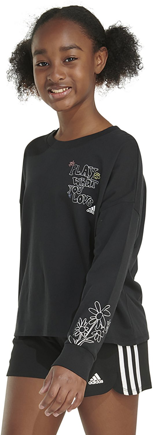 adidas Girls' Long Sleeve Waist Crew Neck Tee - view number 3