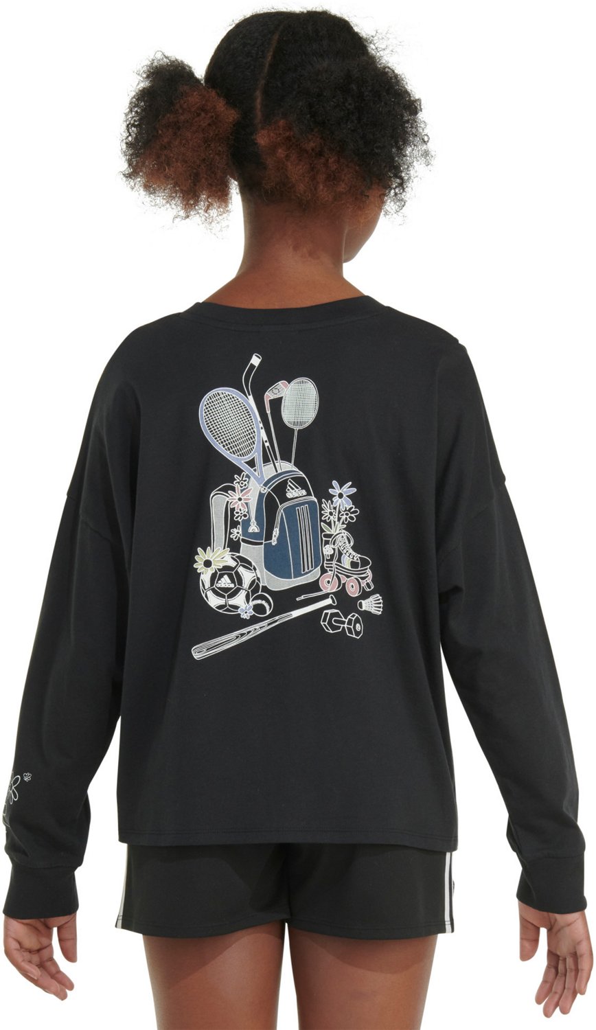 adidas Girls' Long Sleeve Waist Crew Neck Tee - view number 4
