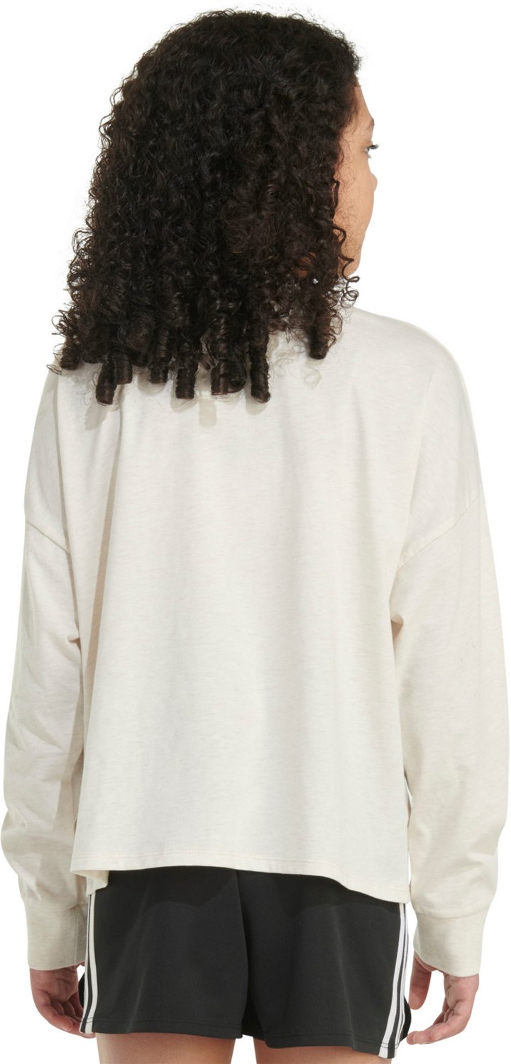 adidas Girls' Long Sleeve Heather Waist Crew Tee - view number 4