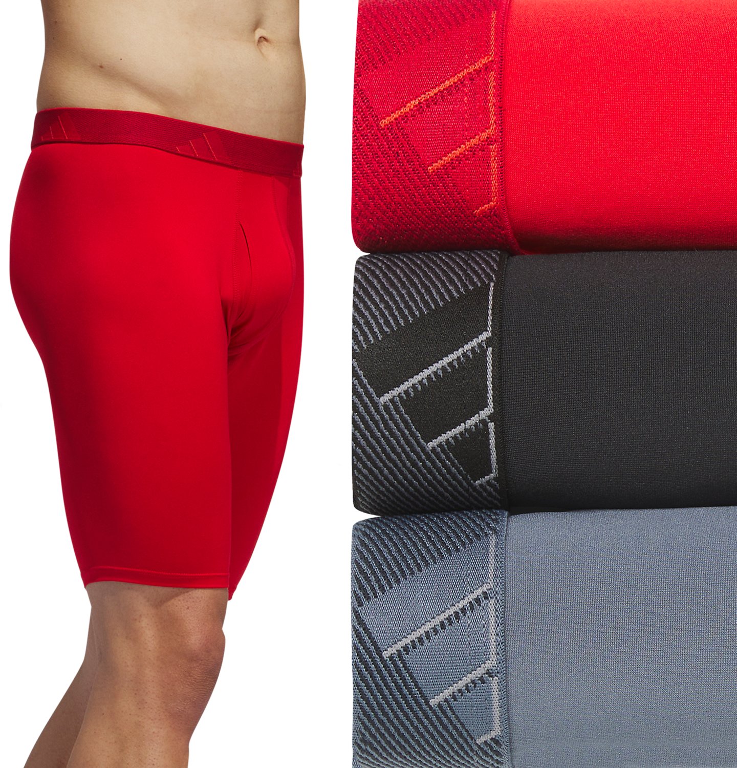adidas Men's Microfiber Long Boxer Briefs 3-Pack