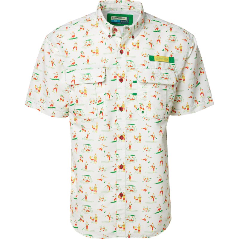 Magellan Outdoors Men's Laguna Madre Luchadores Short Sleeve Button Down Shirt White, Small - Men's Fishing Tops at Academy Sports