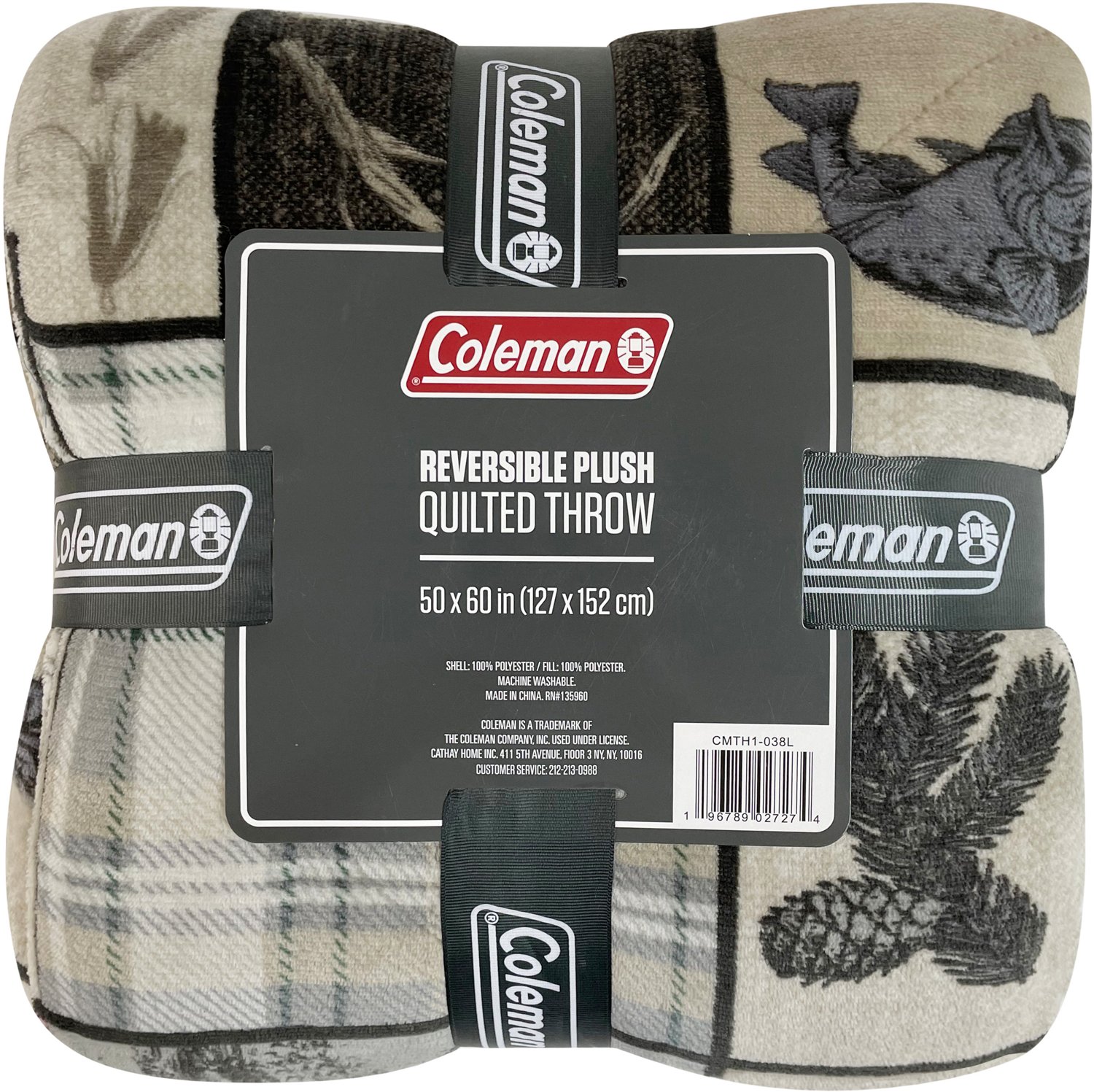 Coleman Quilted Reversible 50x60 Plush Log Cabin Patchwork Throw Blanket  - view number 3