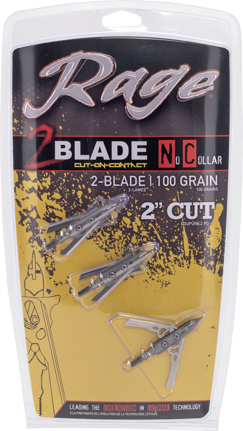 RAGE 2 Blade No Collar Cut on Contact 100-Grain Broadhead - view number 6
