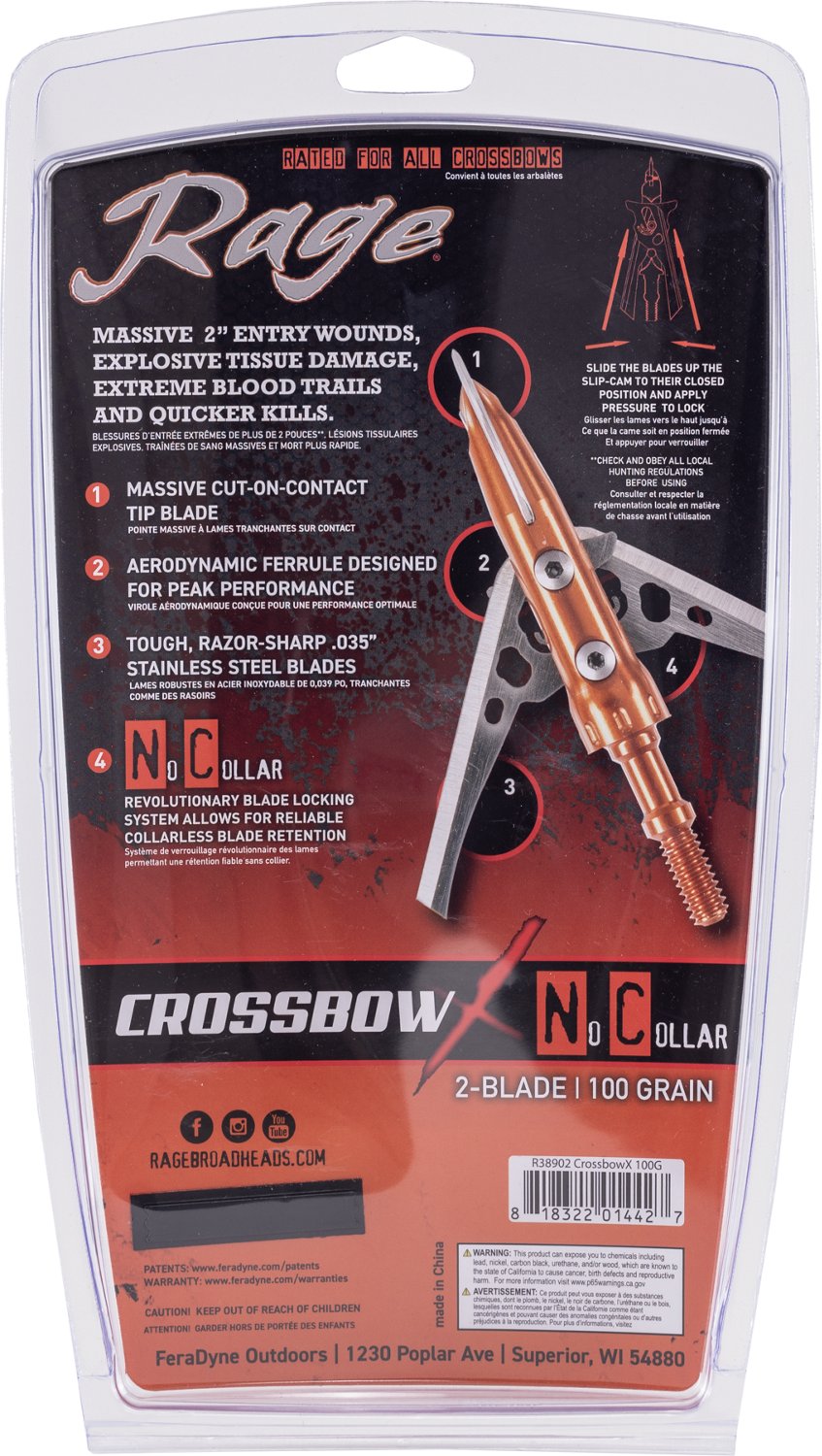 RAGE Crossbow X No Collar 100 Grain Broadhead - view number 7