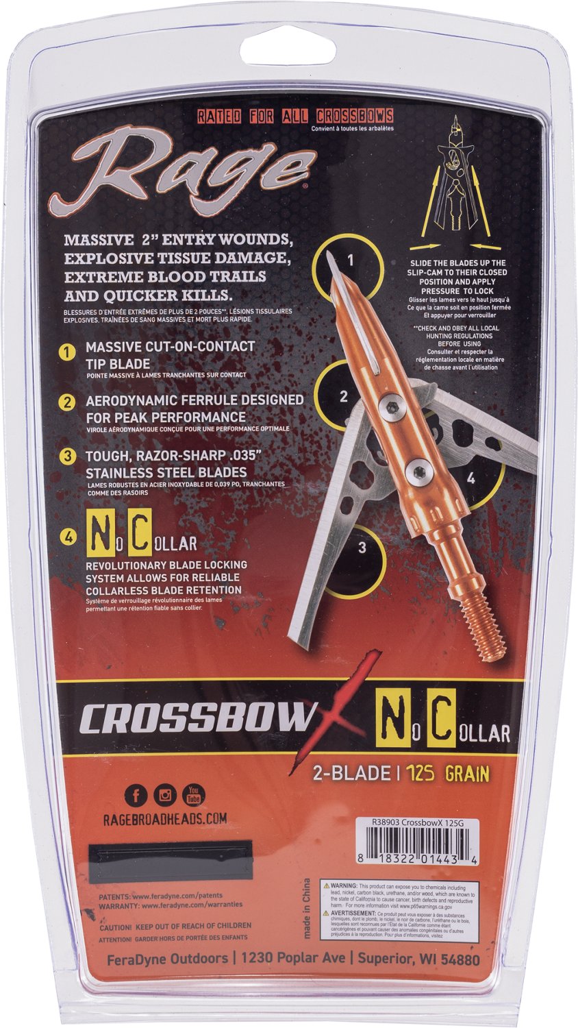 RAGE Crossbow X No Collar 125 Grain Broadhead - view number 7