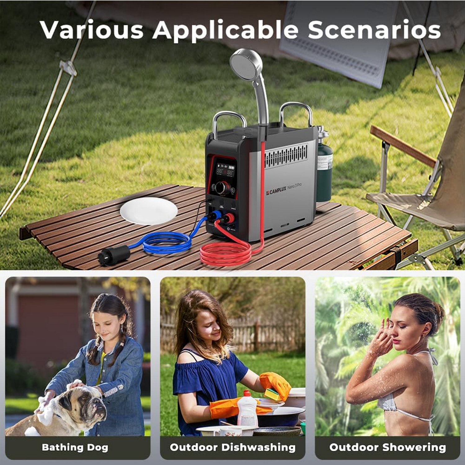 CampLux 0.8 GPM 20.500 BTU Outdoor Portable Propane Camping Water Heater                                                         - view number 2