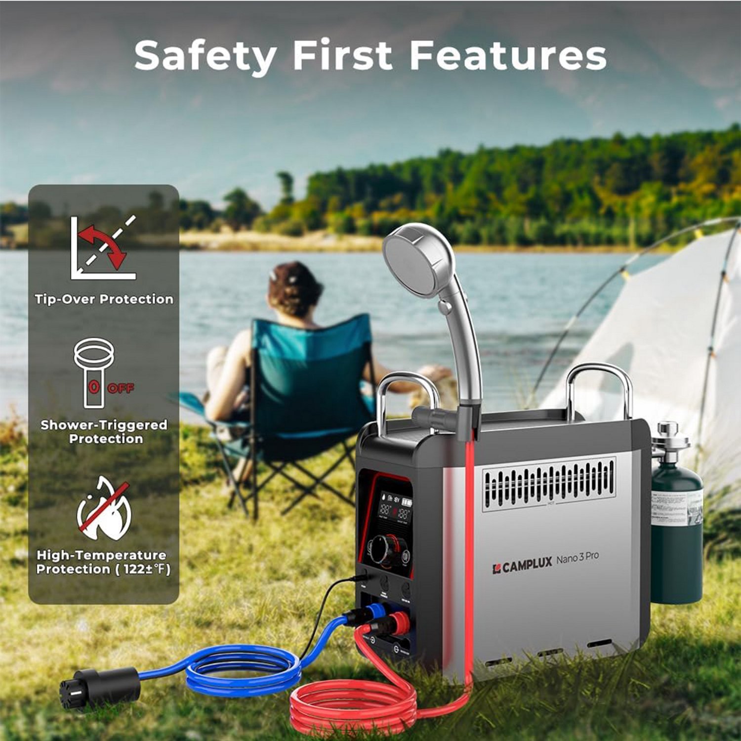 CampLux 0.8 GPM 20.500 BTU Outdoor Portable Propane Camping Water Heater                                                         - view number 3