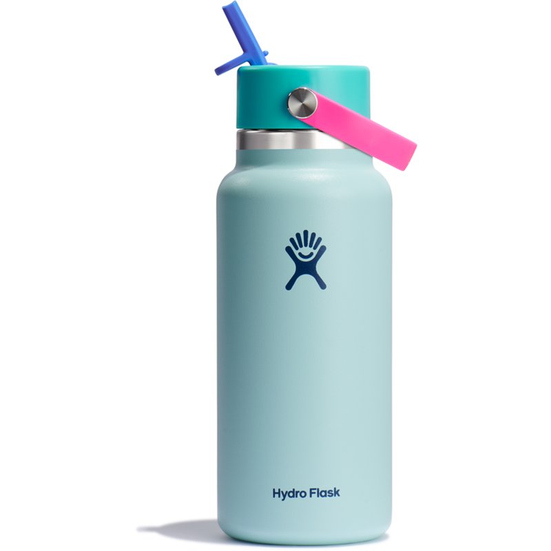 Hydro Flask 32oz Wide Mouth Flex Straw Water Bottle Polar Plunge: BPA-Free, Vacuum-Insulated, Leakproof, Dishwasher-Safe