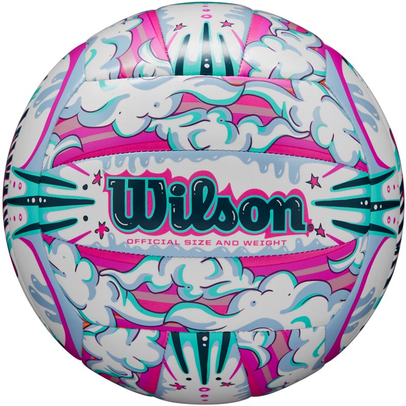 Wilson Graffiti Peace Outdoor Volleyball White/Purple - Volleyball Equipment at Academy Sports