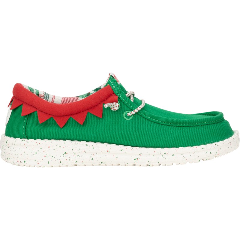 HEYDUDE Kids' Wally Holiday Elf Shoes Green/Red, 6 - Youth Casual at Academy Sports