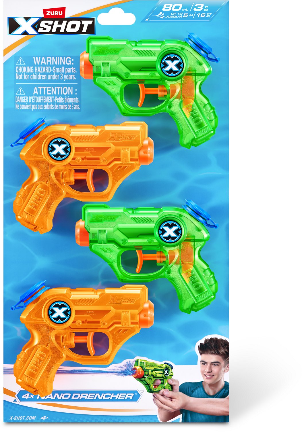 Zuru Kids' XShot Water Warfare Nano Drencher Water Blaster 4 Pack                                                                - view number 4