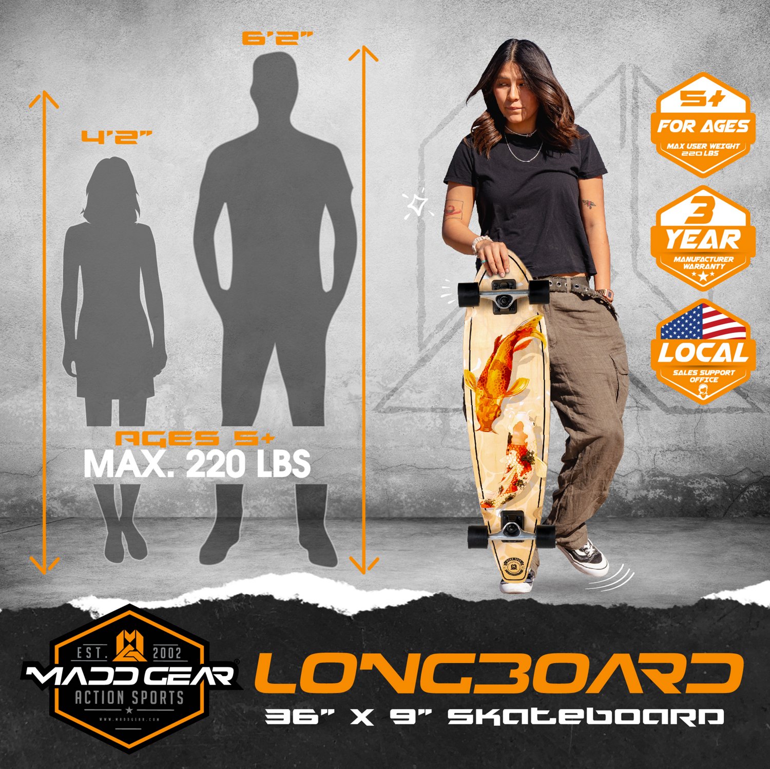 Madd Gear 36-in Longboard Skateboard - view number 2