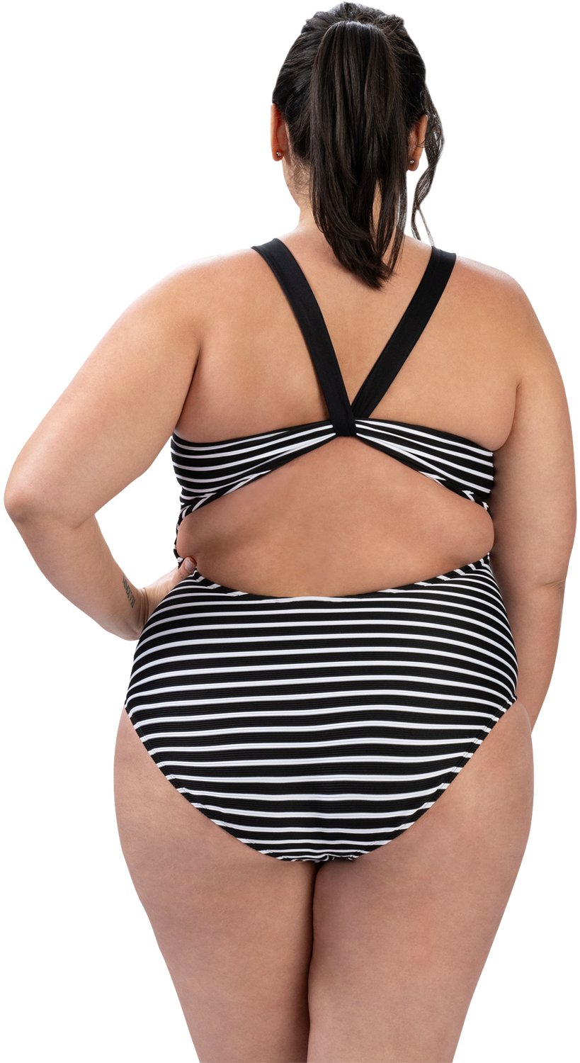 Dolfin Aquashape Women's Striped Scoop Neck Moderate Rib Knit 1-Piece - view number 2