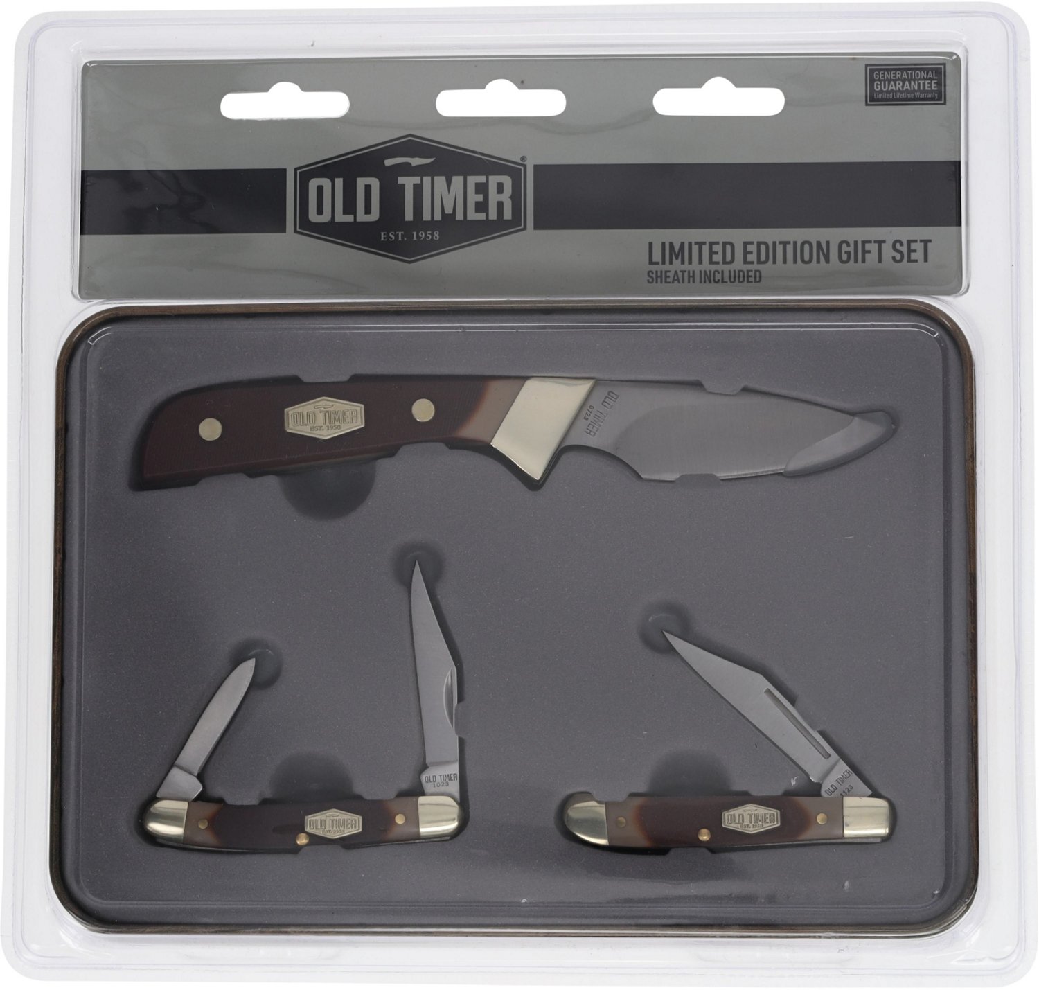 Old Timer 3 Piece Fixed and Folding Knife Gift Tin - view number 2