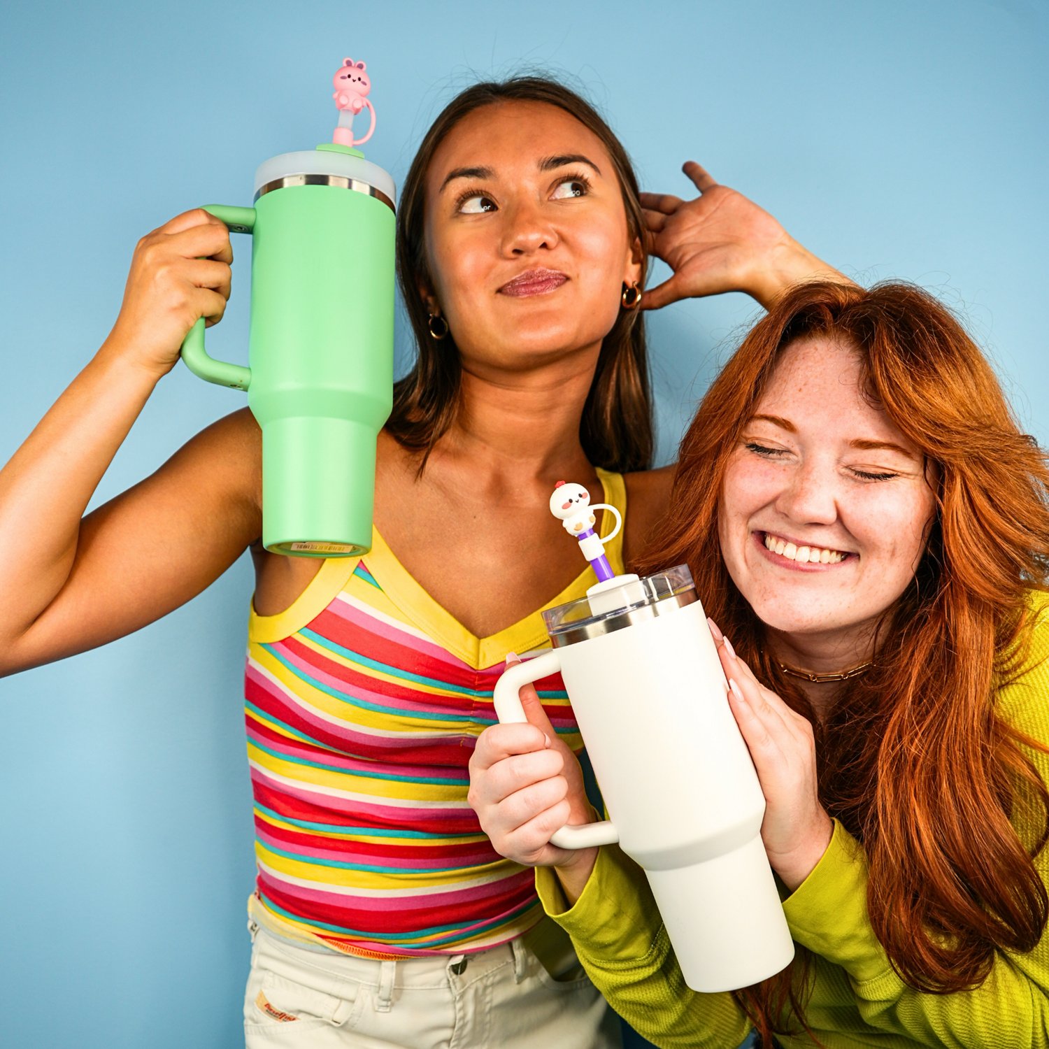 CharCharms Cute Animal Straw Topper Set