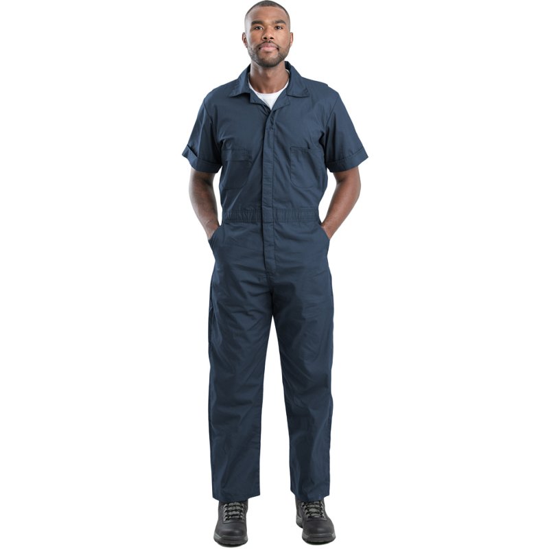 Berne Heritage Poplin Short-Sleeve Coveralls - Navy